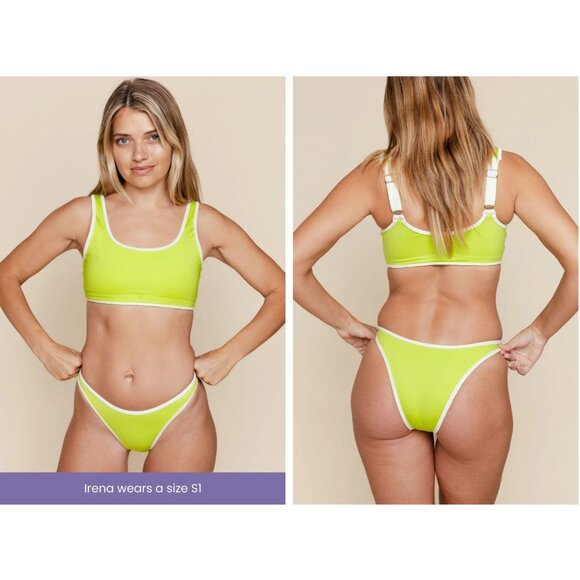 NWT Kitty and Vibe Chartreuse Cheeky Bikini Bottom Zuma S2 Neon Yellow Small - Picture 2 of 8
